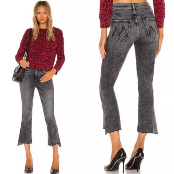 MOTHER Denim - Mother The Insider Crop Step Fray Jeans Train Stops 27 High Waist Ankle Raw Hem